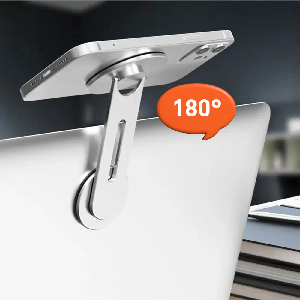 Continuity Flip iPhone Laptop Mount, Slim Magnetic Phone Holder Swivels 180° for Laptops and Monitors, Adjustable Magnetic Arm