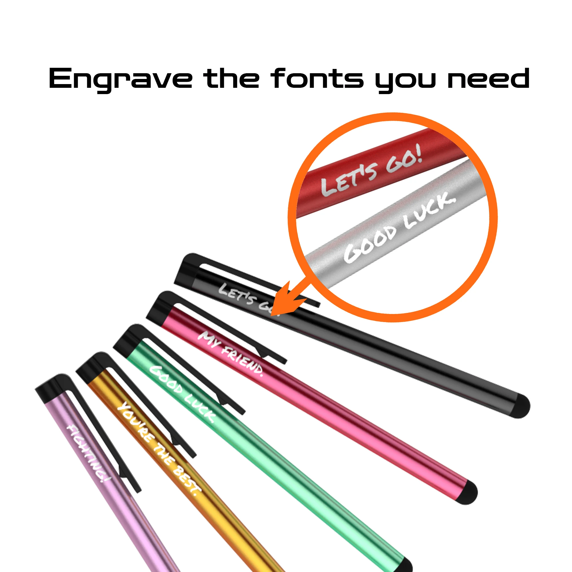 Custom Pen Logo 5pcs Capacitive Screen Touch Pen Universal Stylus Pen Drawing Tablet Sensetive for Samsung Android iPad iPhone