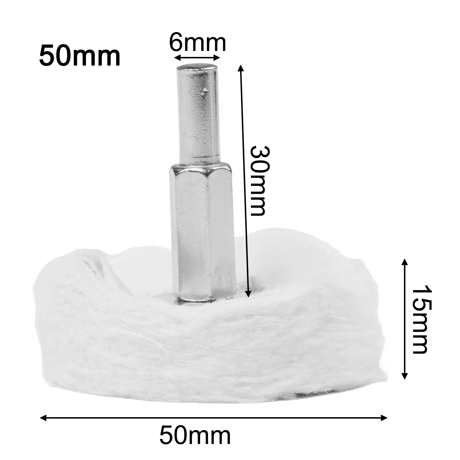 Roda de esfregão de polimento de algodão 4 polegadas 100 mm com biela de 6 mm para broca de bateria elétrica, polimento de joias e metais