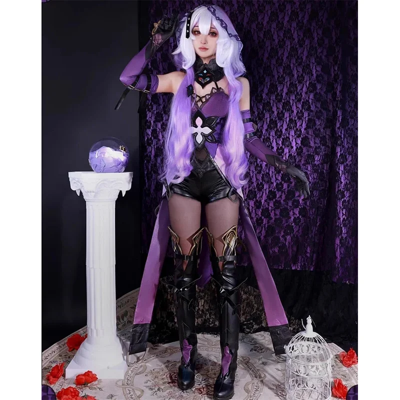 Kostum Cosplay Black Swan dari Game Honkai Star Rail 2025, untuk Role Play, Comic Con, Pesta Hallowmas, Wig, dan Prop Animasi