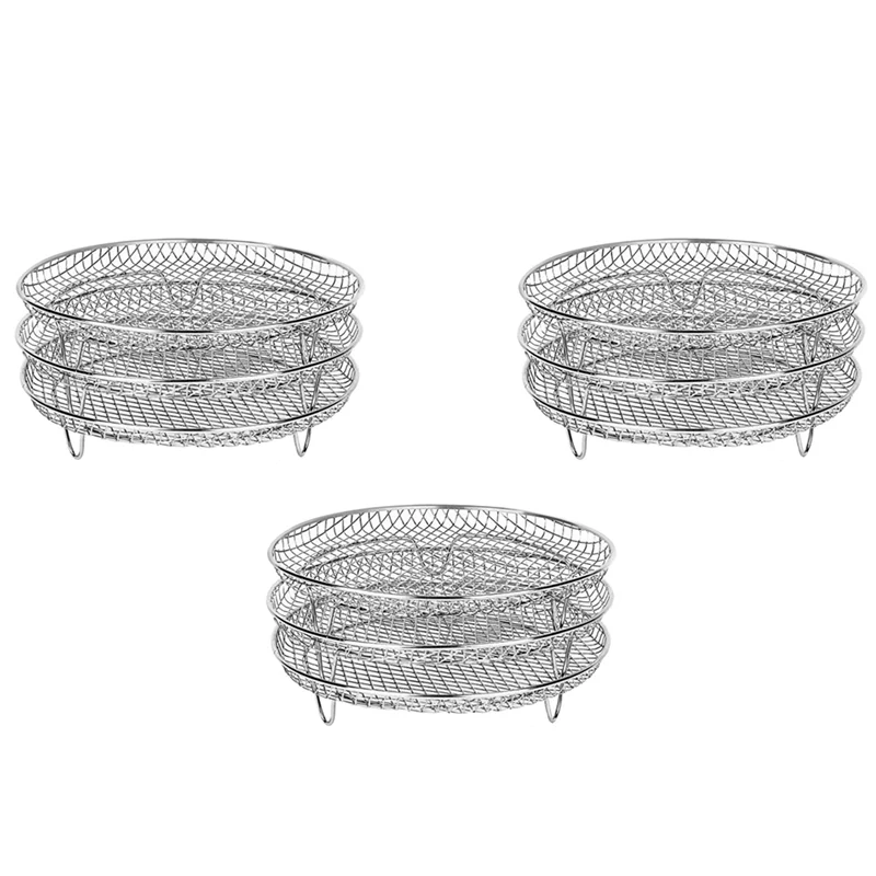 【PASSIONE 】3X Air Fryer Three Stackable Dehydrator Racks For Gowise Ninja Stainless Steel Air Fryer Rack Fit All 4.2-5.8