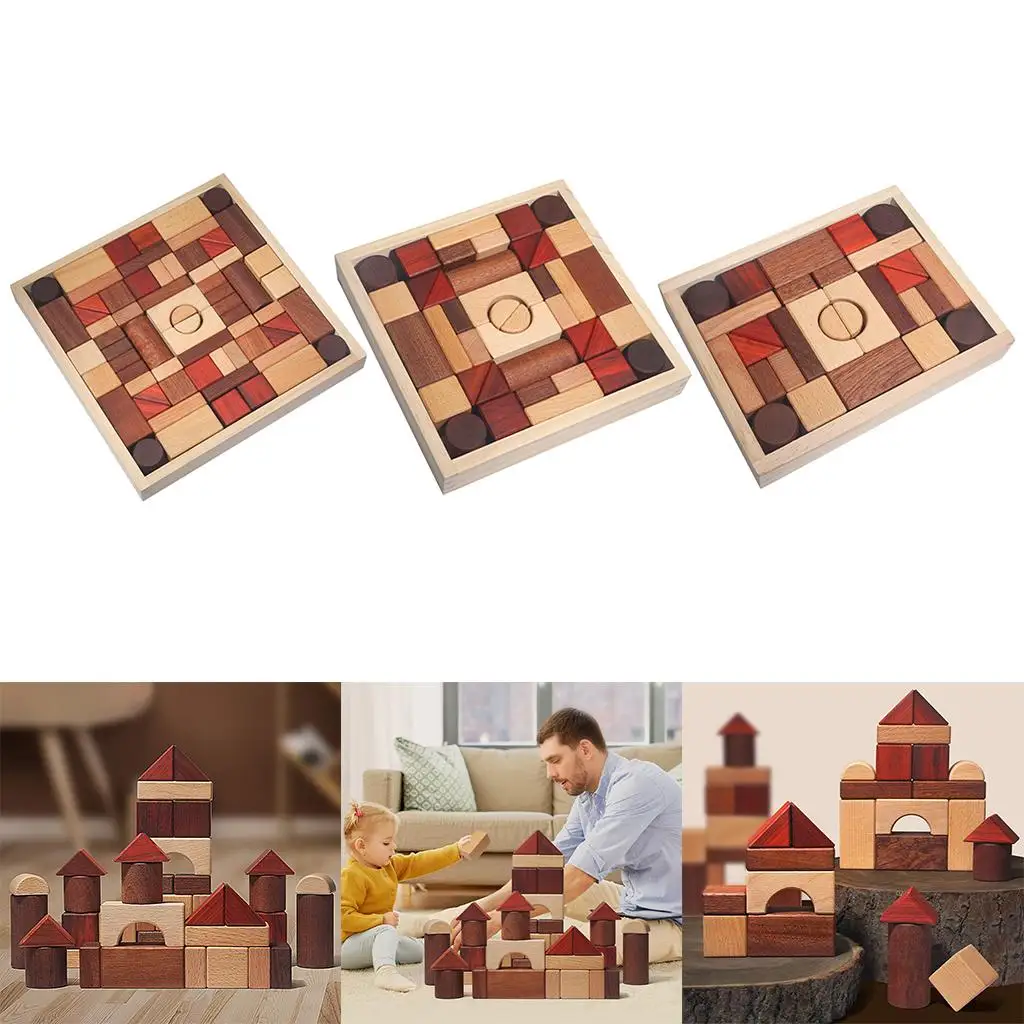 Set di blocchi di costruzione in legno per bambini Set di mattoni giocattolo da costruzione blocchi di geometria giocattoli giocattoli educativi giocattolo di attività