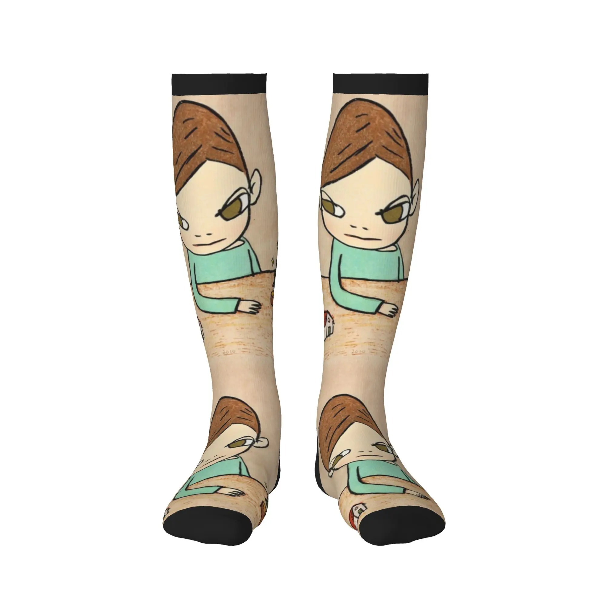 Cute Printed Yoshitomo Nara Japanese Manga Anime Socks for Men Women Stretch Summer Autumn Winter  Sports Compression Socks