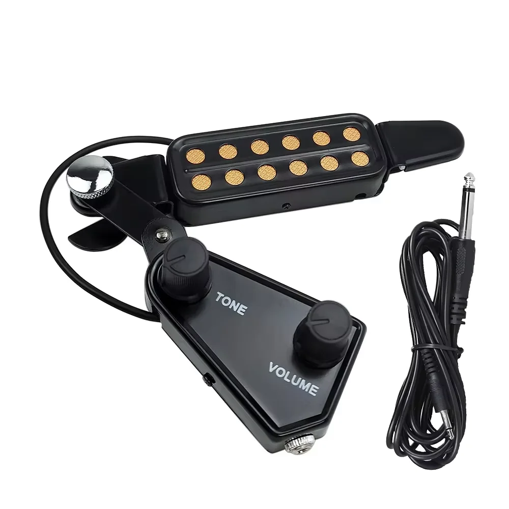 Magnetic Soundhole Guitar Pickup, Clip-on High Sensitive Transducer with 6.35mm Jack Cable for Acoustic Folk Guitar