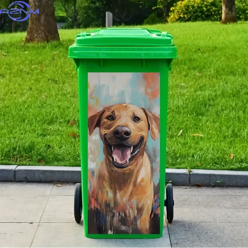 Courtyard Waste Bin 2D Printed Decor Decal DIY Fresh‑styled Ornament for Household Dustbin