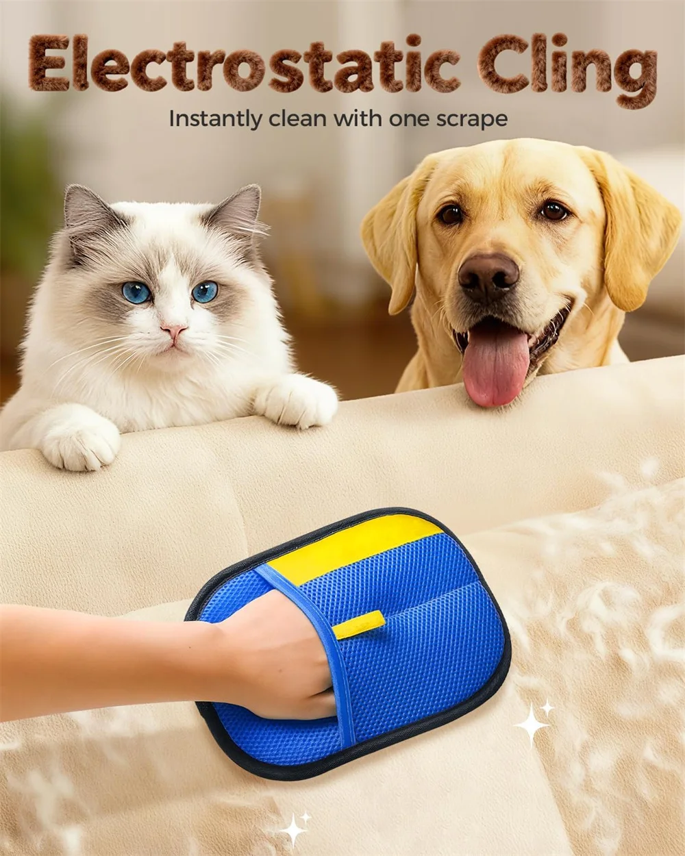 2pcs Pet Hair Remover Mitt Pet Hair Remover Gloves Deshedding Brush Glove for Dog Cat Rabbit with Long/Short Cortinas Y Alfombra view 6