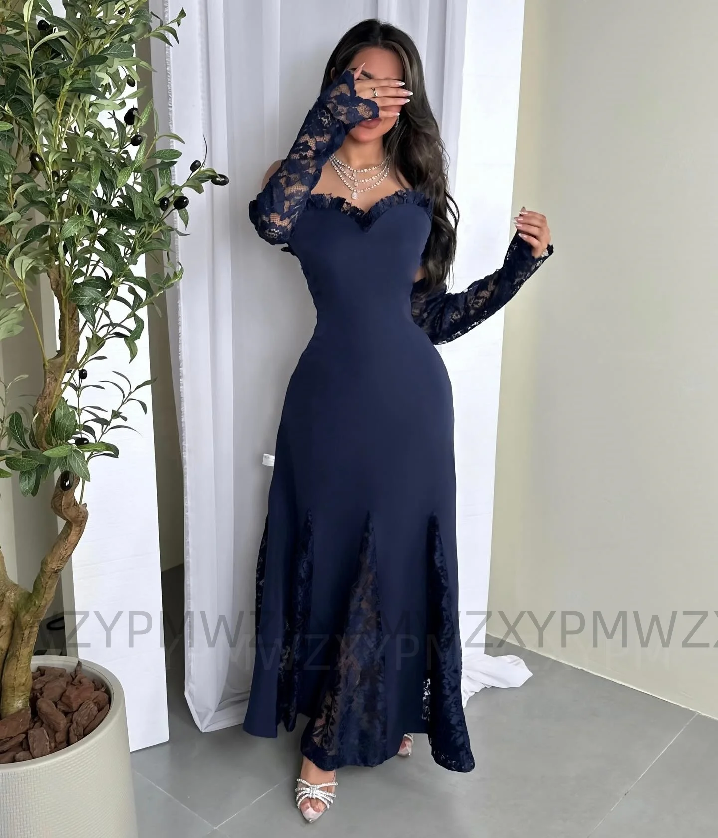 فساتين سهرة مخصصة Ypmwzx على شكل قلب على شكل حرف a بطول الكاحل دانتيل لعيد الحب فستان فيستين فستان