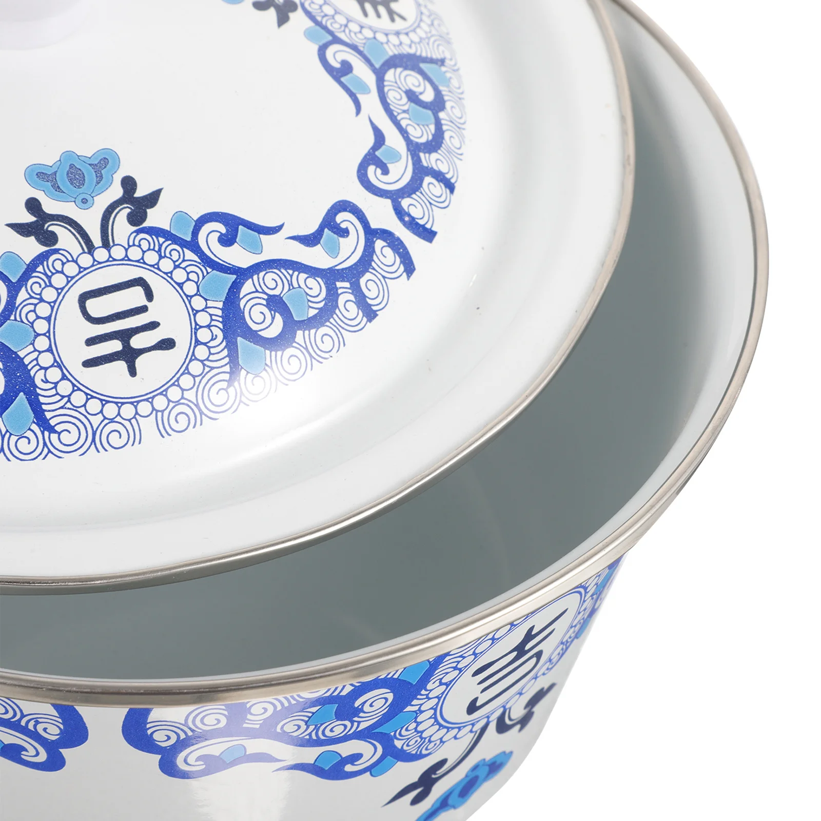 

Thickened Enamel Bowl Retro Style Kitchen Basin Large Capacity Soup Mixing Storage Container Multi Purpose Household Oil Basin