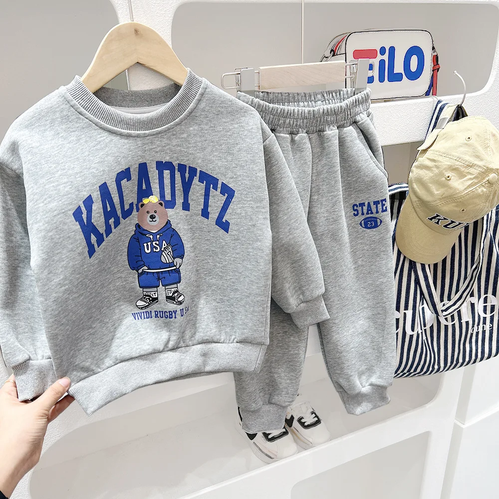 

2024 spring new children's two-piece set, children's sports suit, teen and baby cartoon animal top and pants suit