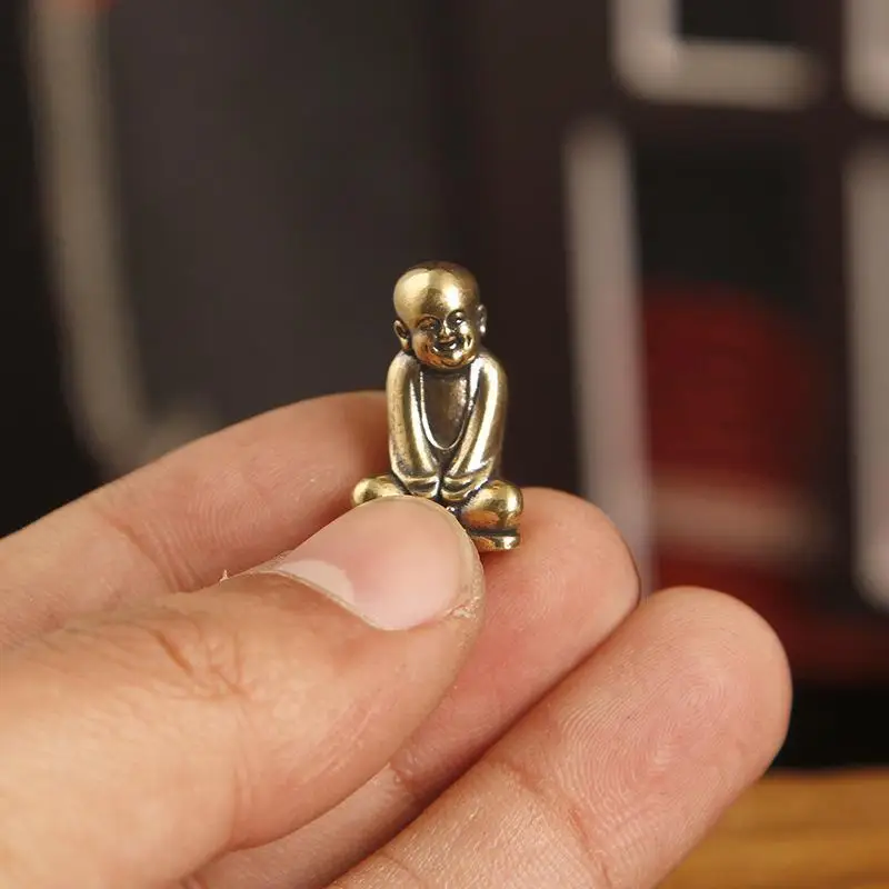 1PCS Pure Brass Zen Monk Statues 5 Zen Poses Tea Pet Vintage Figurines For Desk, Tea Table & Mindful Space Collectible Gift