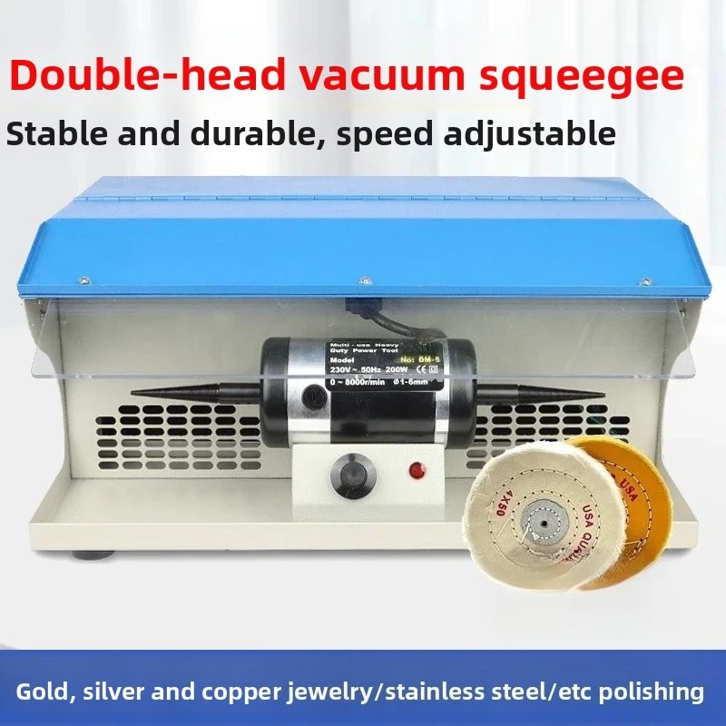 

Mini Bench Variable Speed Polisher – Dual-Head Jewelry & Watch Buffing Machine with Dust Collection for Mirror & Brushed Finish