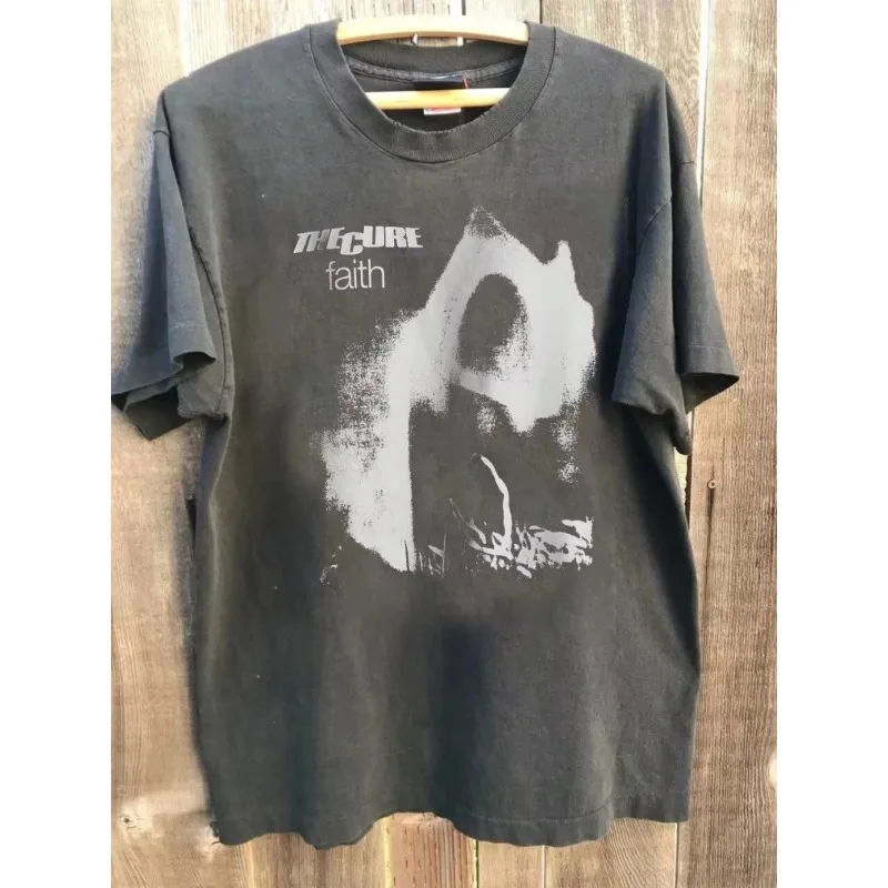 Men's and Women's Cotton Casual Harajuku Fashion Top Summer T-shirt Classic Punk Gothic Band The Cure Pattern Printed T-shirt