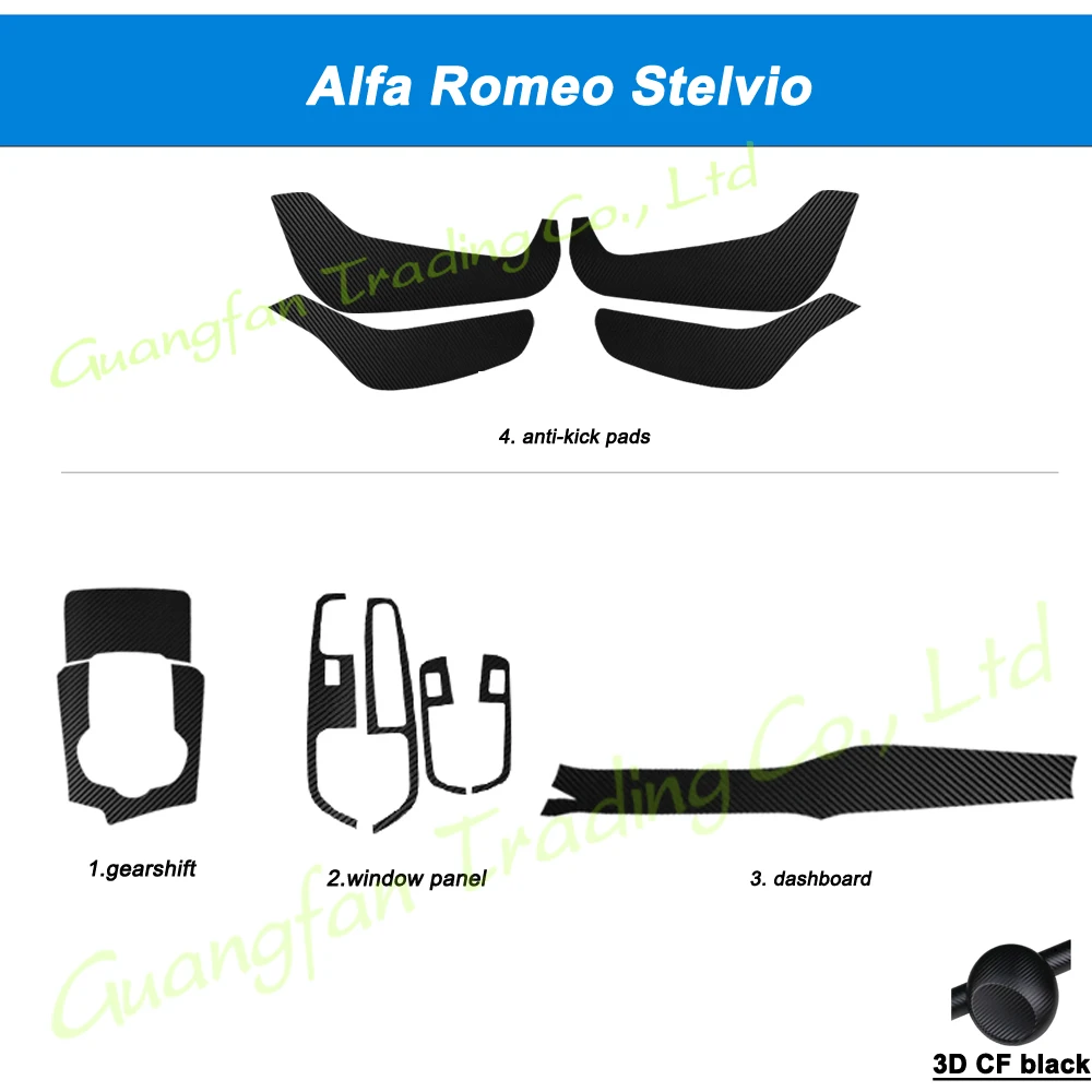 Car-Styling 3D/5D Carbon Fiber Car Interior Center Console Color Change Molding Sticker Decals For Alfa Romeo Giulia Stelvio