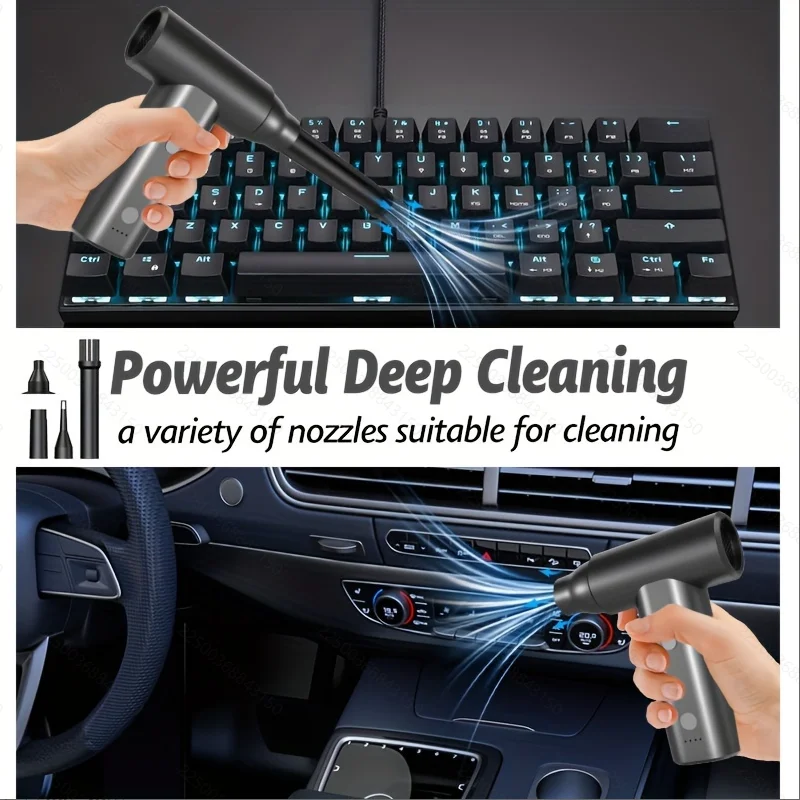 منفاخ هواء مضغوط صغير منفاخ غبار لاسلكي قابل لإعادة الشحن مضخة هواء كهربائية محمولة للوحة مفاتيح الكمبيوتر والأريكة والسيارة المنزلية