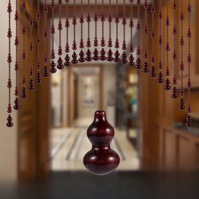 

Purple Red Peach Wood Gourd Bead Curtain Door Crystal Partition Living Room Toilet Entrance Feng Shui Decoration