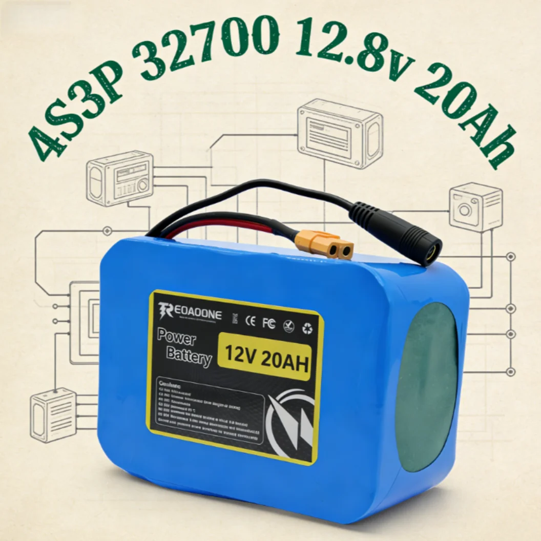 Rechargeable LiFePO4 Battery 12.8V 20Ah with BMS, Perfect for Marine Boat RV Solar System UPS, 2000+ Cycles Power Supply