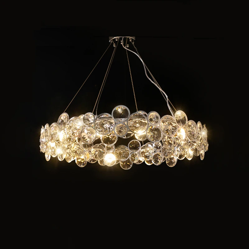 Imagem -06 - Led Dimmable Crystal Pendant Light Anel Mágico Prata Lustre Dourado Lâmpadas Penduradas Suspensão Luminária Lâmpada para Sala de Estar Foyer