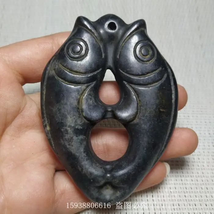 Hongshan culture jade miscellaneous collection iron meteorite, double fish jade, hanging  pei brand old goods objects