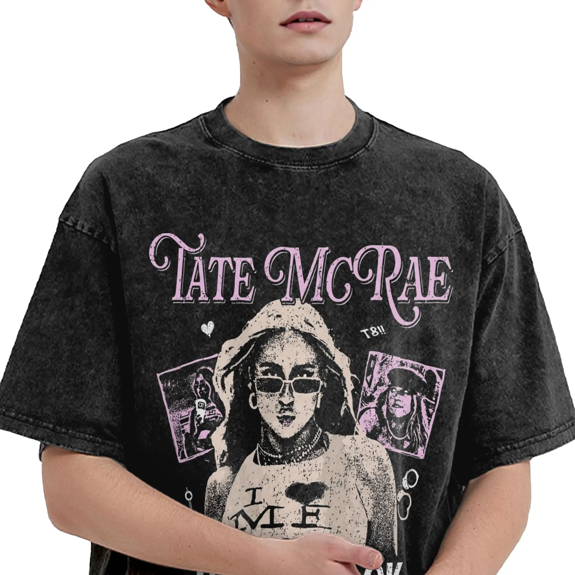 T8 Ok Ok Ok Tate McRae غسلها تي شيرت الذكور خمر تي شيرتات قطن الشاطئ س الرقبة موضة تيز مخصص لتقوم بها بنفسك الملابس المتضخم