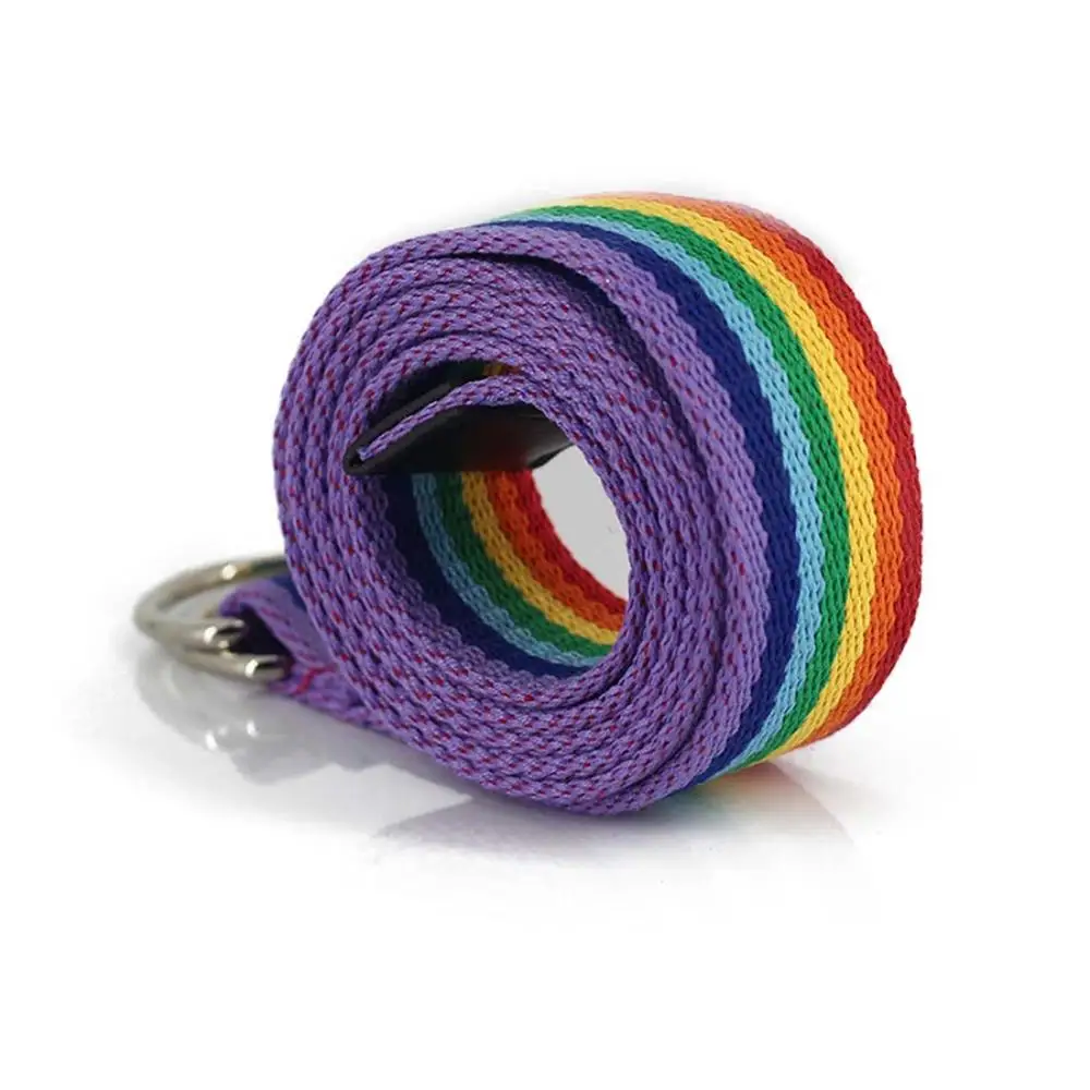 Belts Decorative Belt Ultra Long Waistband Rainbow Ribbon Casual Wild Parent-child Belt Double Ring D-shaped Buckle