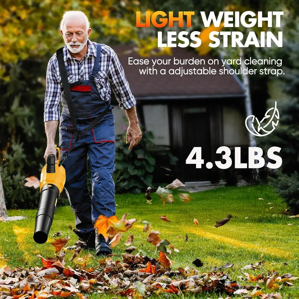 منفاخ أوراق الشجر اللاسلكي - تحديث 2025 150000 دورة في الدقيقة و3 مستويات سرعات منفاخ أوراق شجر كهربائي مع بطارية وشاحن 2 × 4.0 أمبير في الساعة، تمديد #5