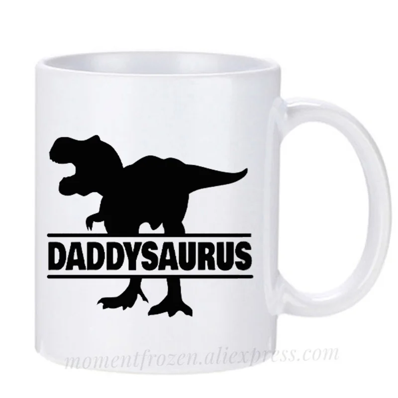 Daddysaurus Dad Mugs Kids Daddy Cups Tyrannosaurus Rex T-Rex Dinosaur Coffee Mugen Coffeeware Home Decal Father Gifts Drinkware