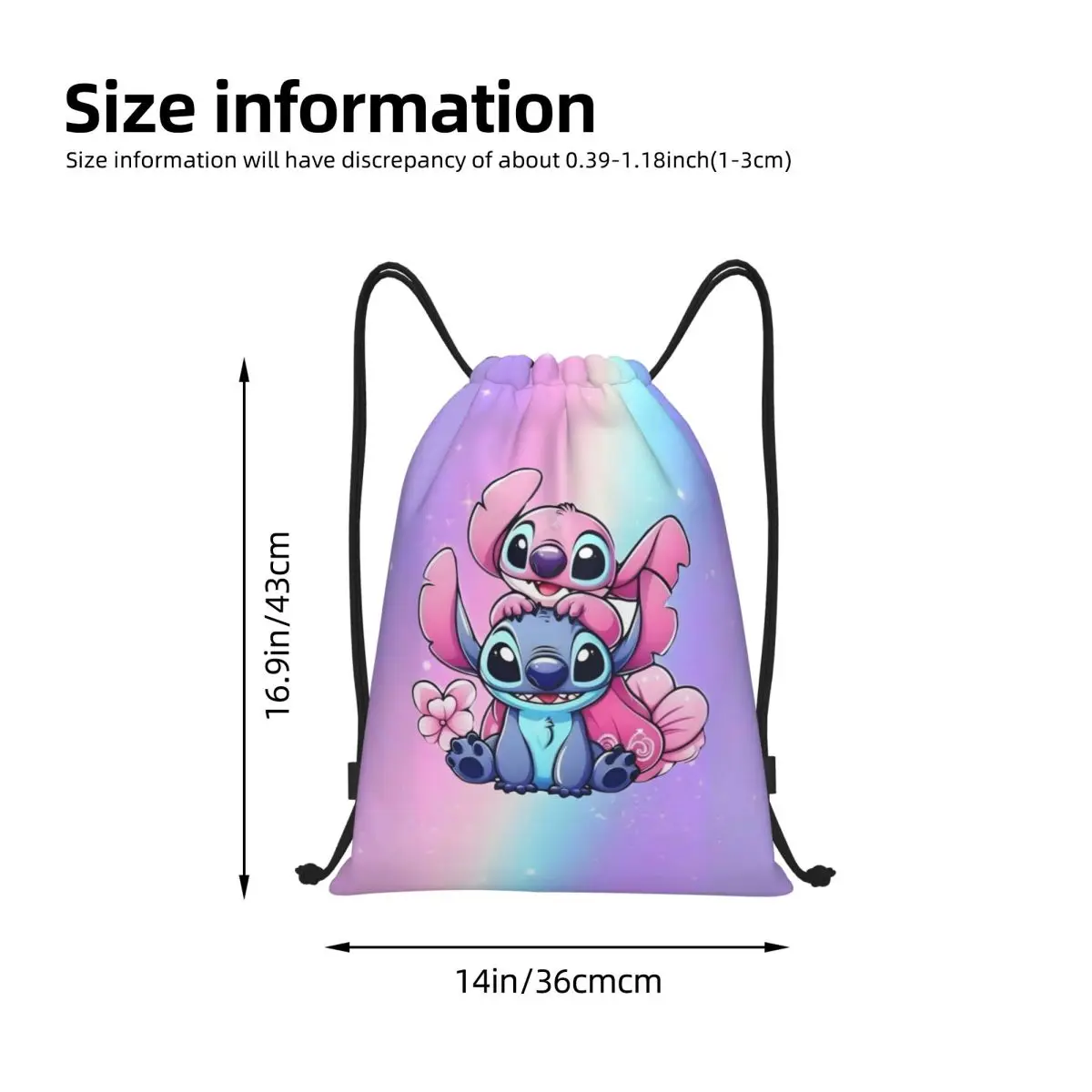 Personalizowane plecaki ze sznurkiem z motywem Lilo i Stitch, lekkie, kawaii, anime, idealne dla kobiet i mężczyzn, do siłowni, sportu, na jogę.