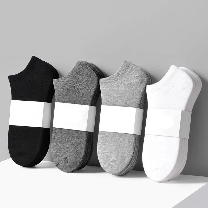 5 Pairs/Lot Low Cut Men Socks Solid Color  White Gray Black Breathable Cotton Sports Socks Male Short Socks Women Men