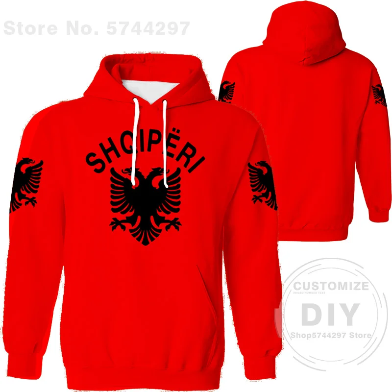 Albania Hoodie Free Custom Name Number Sweatshirt Albanian Eagle Flag Print Text Albania Sports Jersey Coat