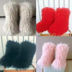 2026 Fashion Winter Lamb Skin Boots Long Hair Faux Mongolian Sheep Fur Boots Cover
