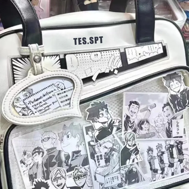 MBTI Manga Lolita Womens Shoulder Bag Jk Graffiti Cartoon Fashion Cute Kawaii Handbag Pu Leather Harajuku Female Underarm Bag