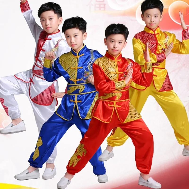 

Girl Chinese Kung Fu Uniform Boy Tai Chi Kids Martial Arts Costumes Wushu Sets Children Stage Dance Clothes Chinese Cosplay suit