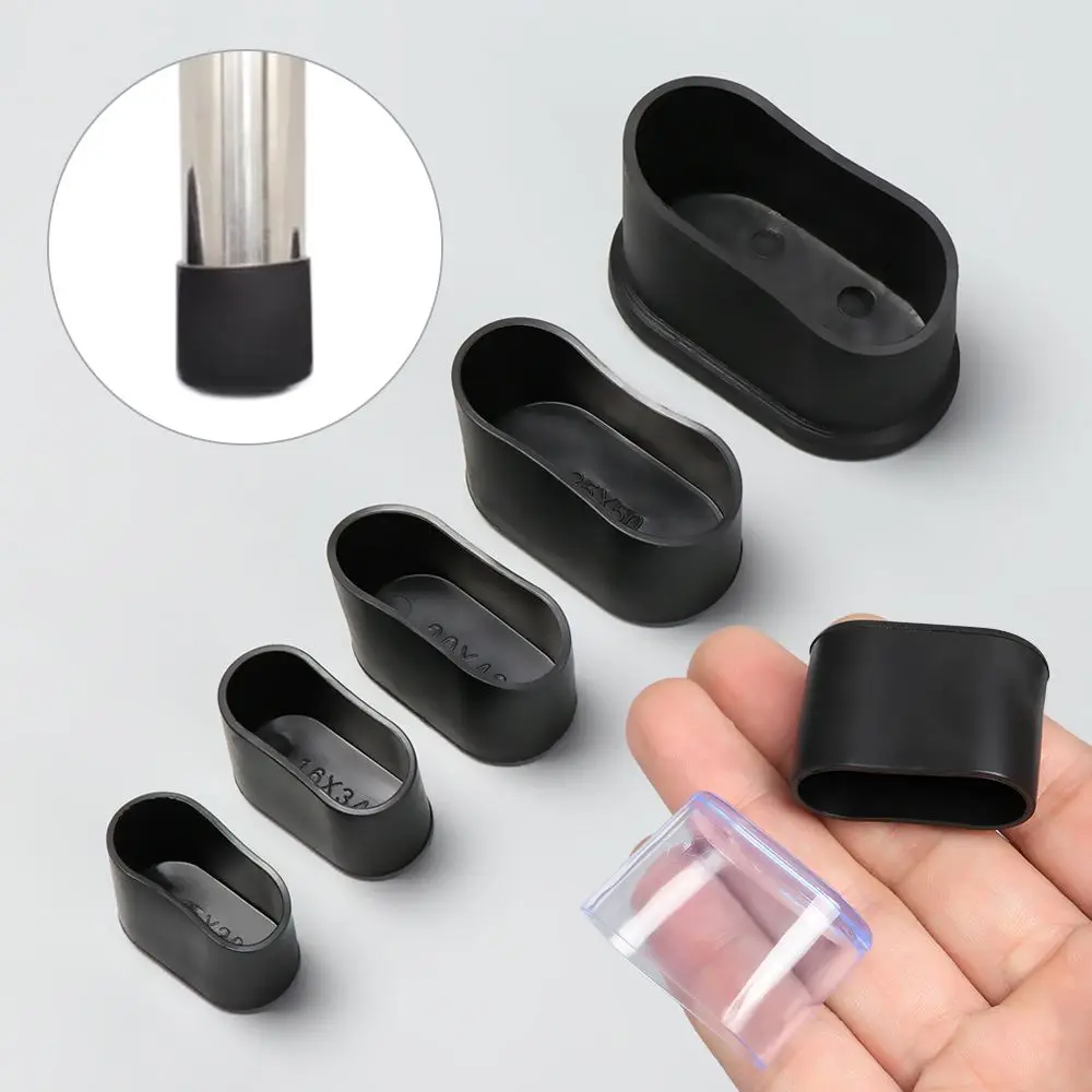 4Pcs New Oval Shape Chair Leg Caps Furniture Feet Silicone Pads Non-Slip Covers Floor Protectors Cups Socks Furniture Accessory