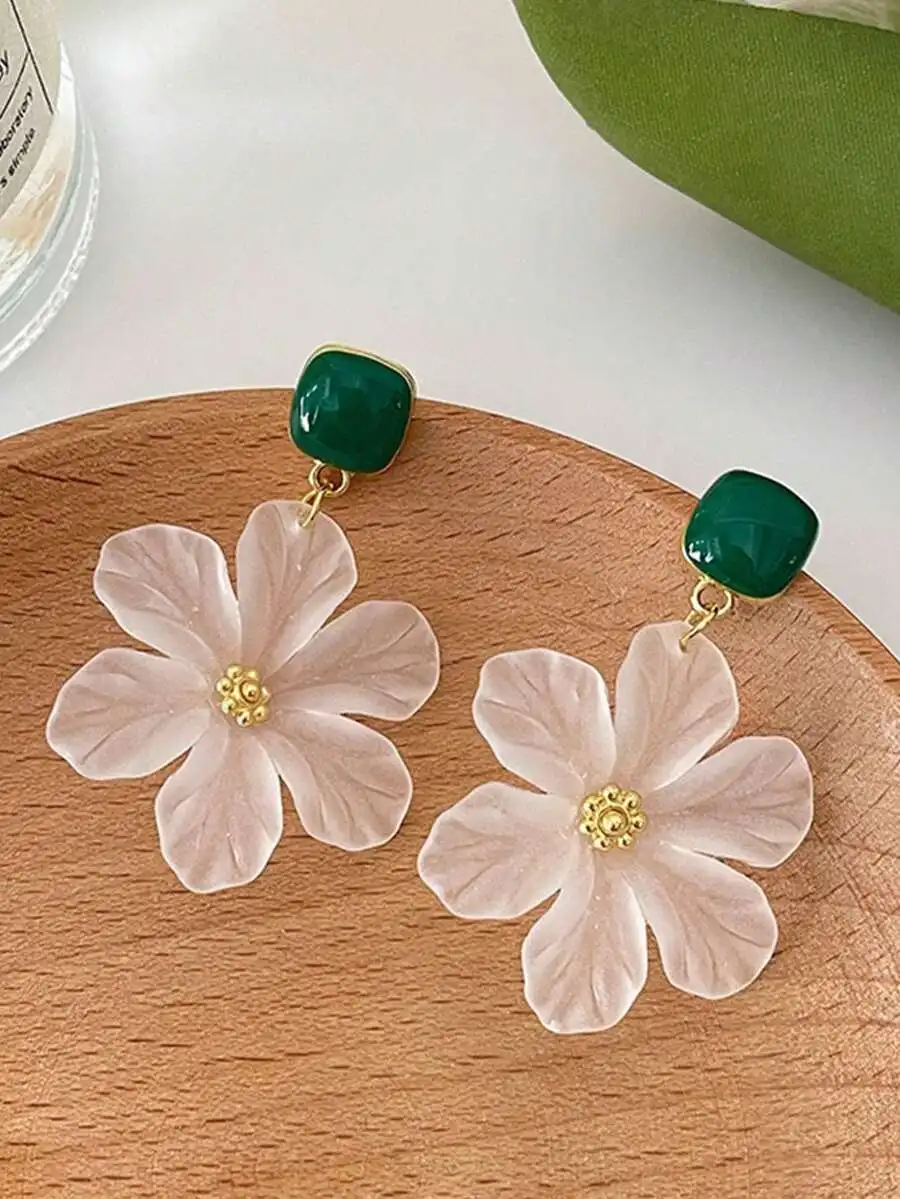 

Fashion zinc alloy flower drop earrings for women daily wear valentine decoration
