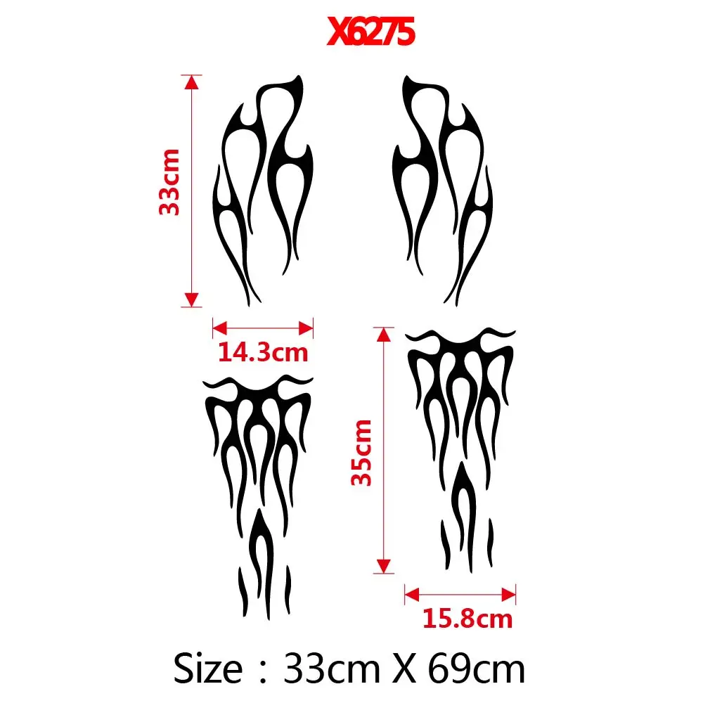 모터 바디용 방수 불꽃 데칼 오토바이 반사 스티커, 화염 부품 장식, 4 개
