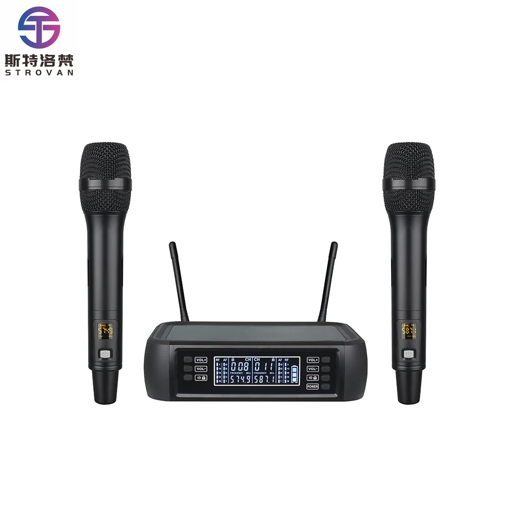 

Profesional Dinamico Microfono UHF Recargable Handheld Control De Eco for Church Stage Performances Karaoke-Plastico Wireless