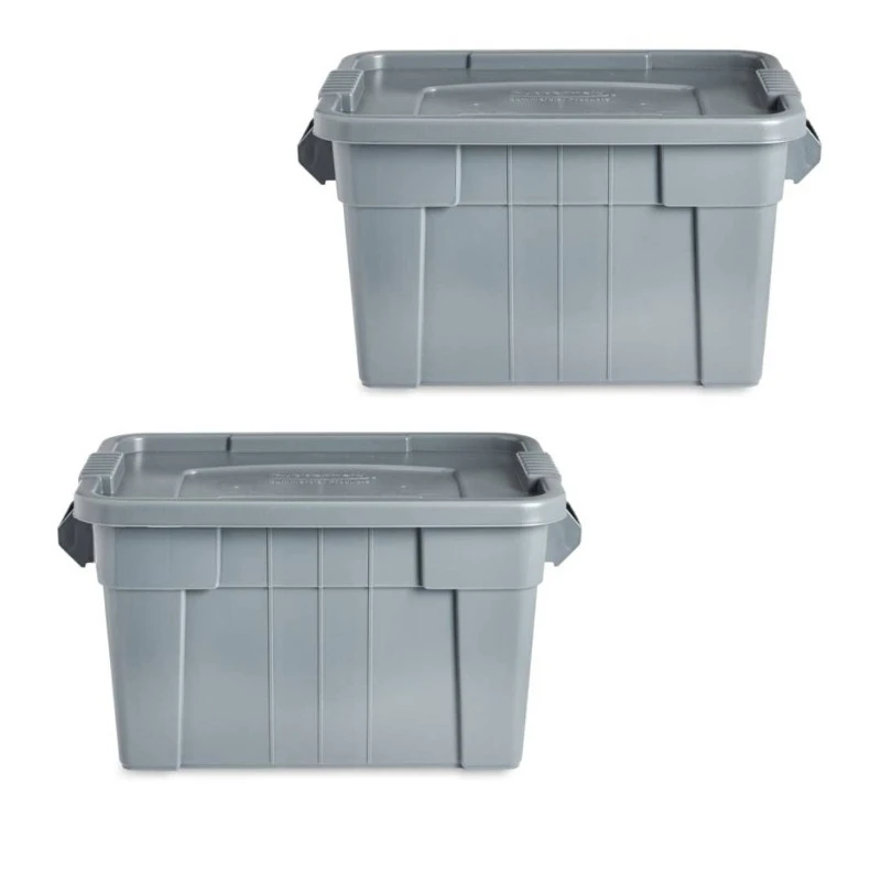 

Brute Tote Storage Container with Lids-Included, 20-Gallon, Gray, Rugged/Reusable Boxes for Moving/Storing in Garage