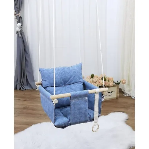 Purple Design Mordesign Ceiling Hanging Wooden Baby Swing Blue Salıncağımız 40x40 cm width, 25 cm inch deep