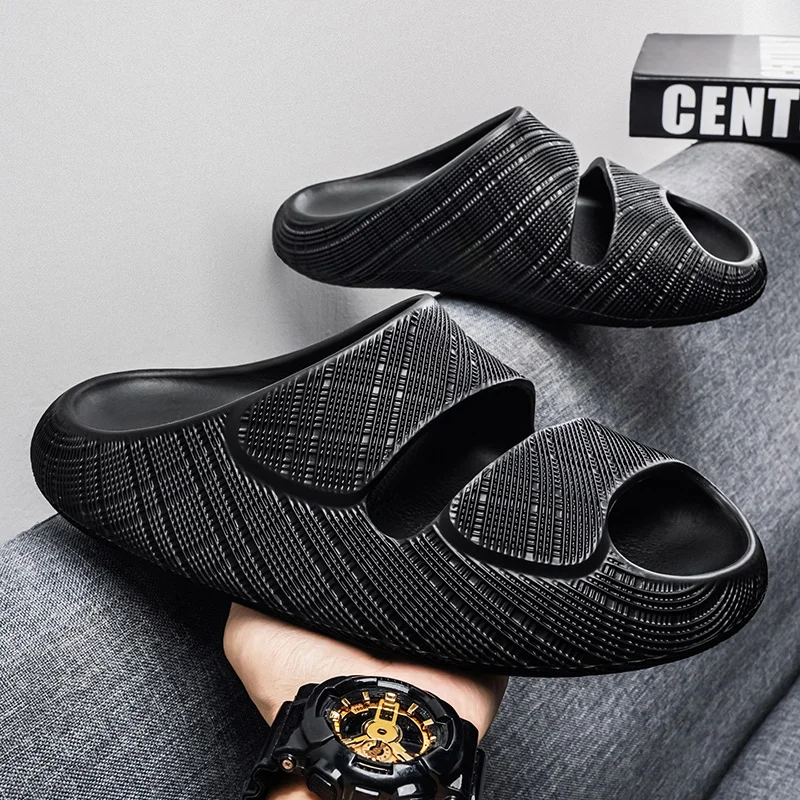Herensandalen met klompvorm: hoge hak, plat, zomers, met gaten, antislip, voor thuis en het strand_voghion.com
