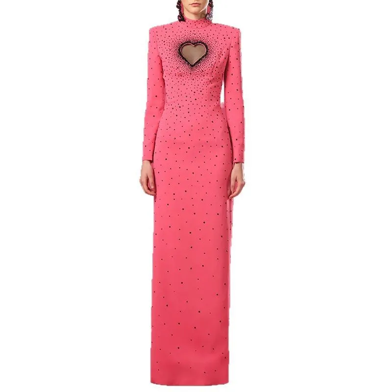 

High-qualitycelebrity gown heart-shaped cutout backless rhinestone-embellished slim-fit party dresses for woman 2025 woman traf
