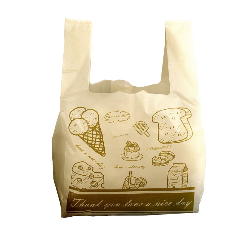 

100pcs/lot Supermarket Shopping Plastic Bags New Materiat Vest Bags Gift Cosmetic Bags Food Packaging Bag