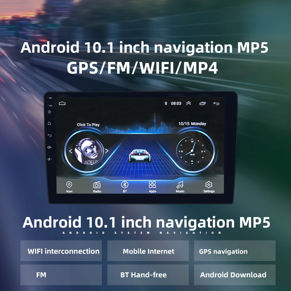 10.1inch Car Radio Multimedia Player 2 Din Universal Auto Stereo GPS Navigation In Dash Head Unit Car Radio 1GB+16GB Android 8.1