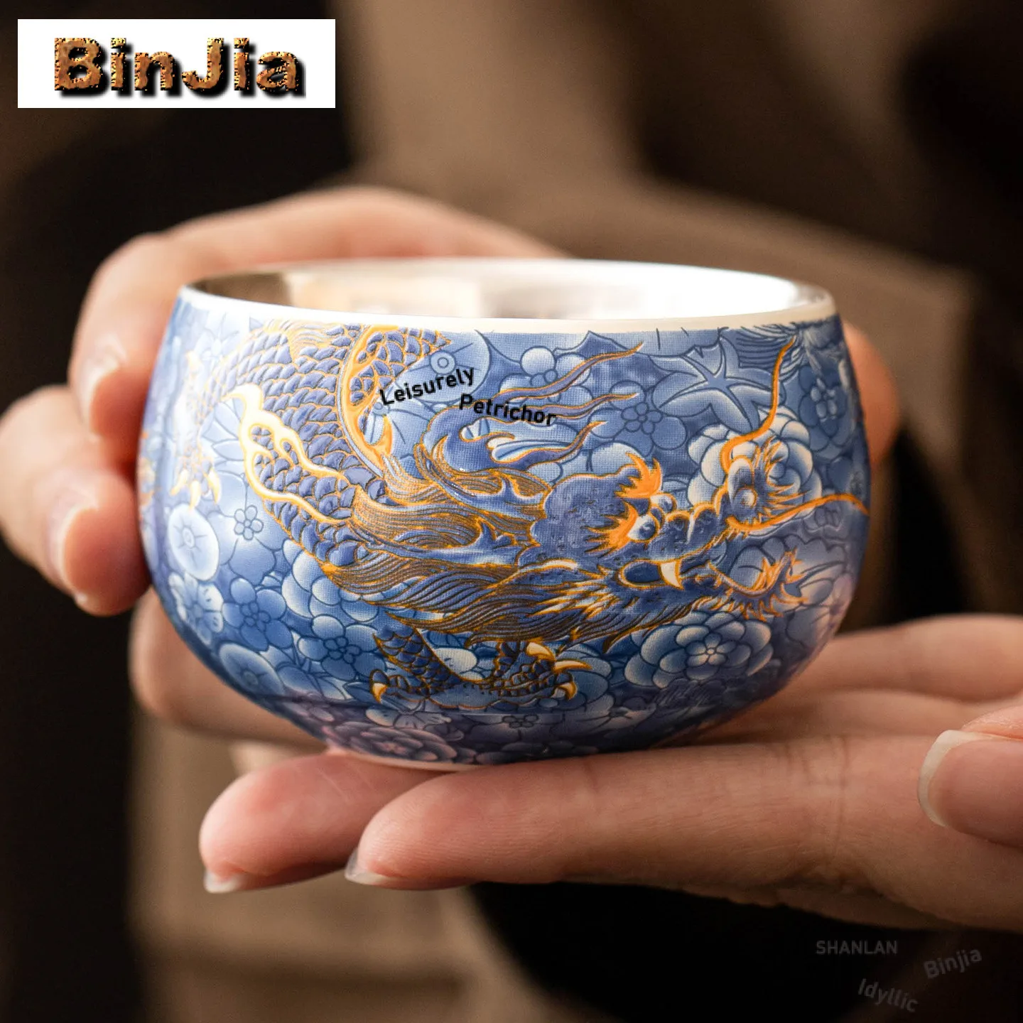 

75ml Gilt Silver Dragon Phoenix Teacup Luxury Tea Bowl Mug Tea-tasting Personal Cup Chazhan Master Cups Flower Tea Teaware