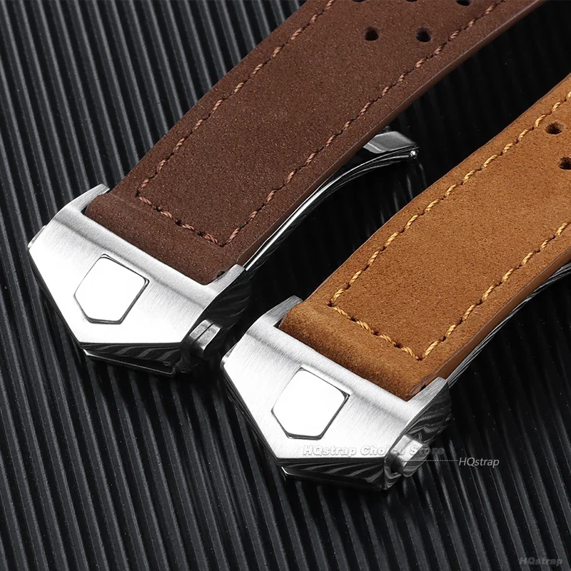 20mm 22mm 24mm Leather Watch Strap for Tag Heuer Carrera Monaco Watch Belt Black Brown Bracelet Wristwatch Watchband Soft Strap