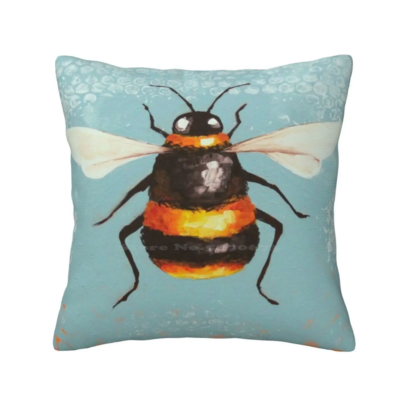 Bee ( 1 ) Pillow Cover Hug Pillowcase Whimsical Bee Lucia Stewart Bee Art Bee Design Bee Inspired Acrylic On Acrylic Painting