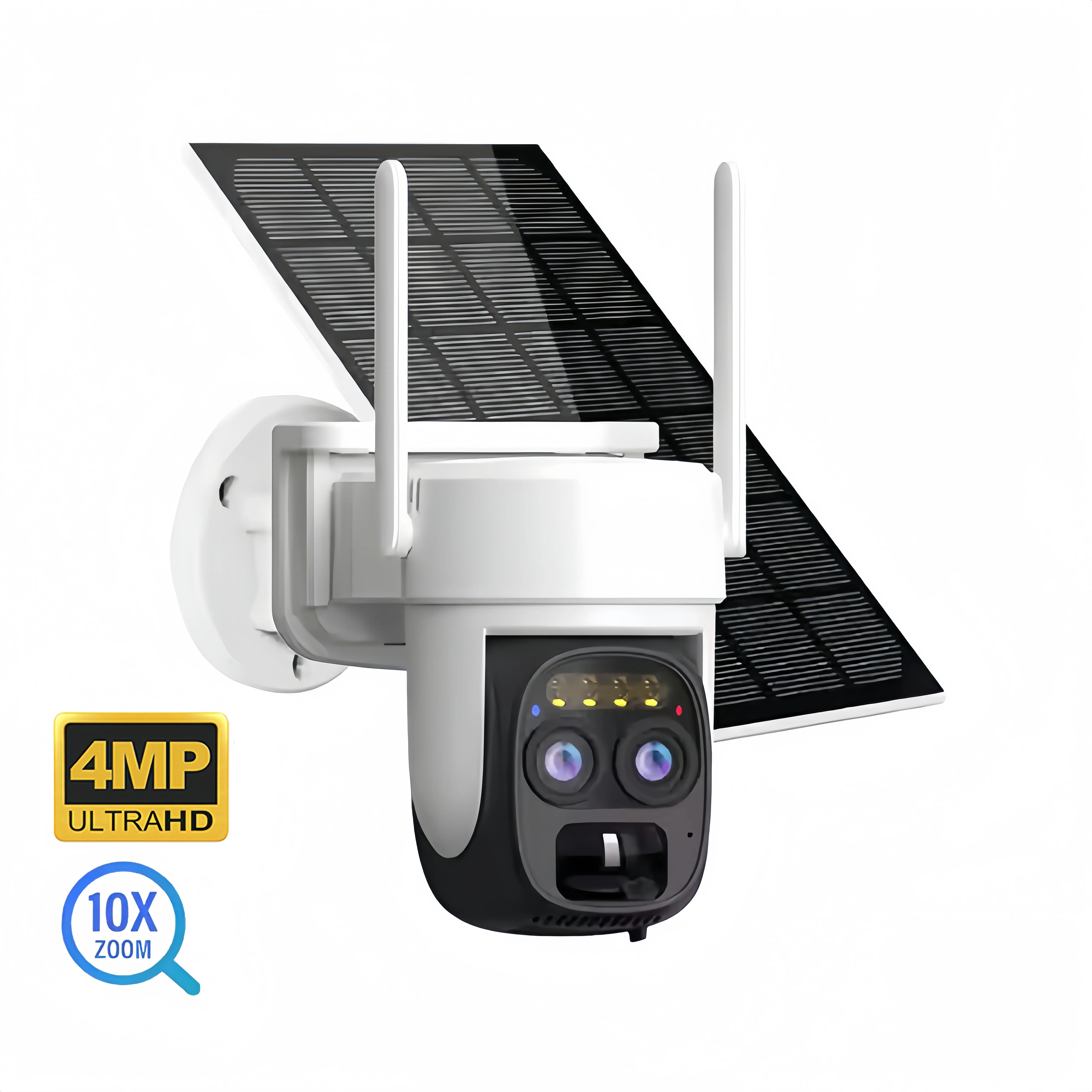 4MP Outdoor WiFi IP Camera Dual Lens Solar Camera 10X Digital Zoom Night Vision AI Detection Video Wireless CCTV PTZ Camera
