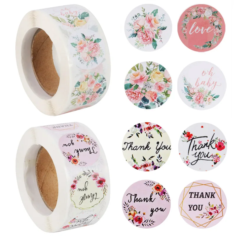 1 roll Round self-adhesive label sticker Baby Shower Box Bag Decor Sticker Baby Birthday Party Gift Sticker Thank you sticker