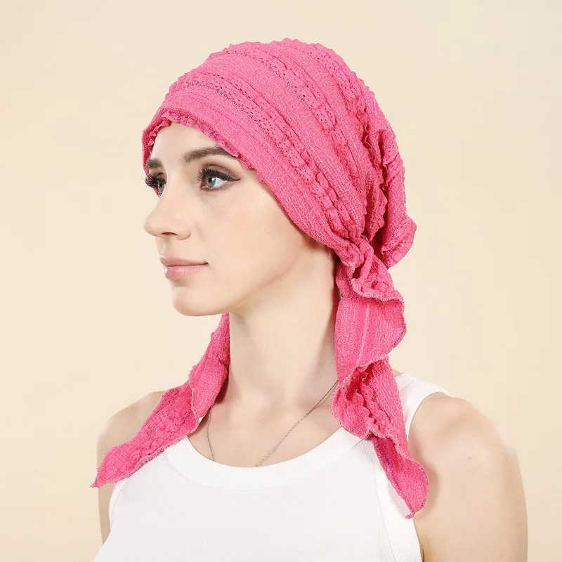 New Women Muslim Hijab Caps Solid color Wrap Head Soft Elastic Long Tail Turban Bonnet Fashion Headdress