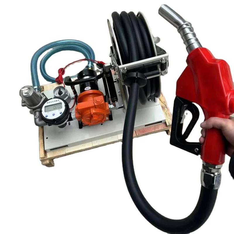 

High Precision Electric Fuel Transfer Pump 12V 220V 90LPM Digital Transfer Pump Set with Hose Reel