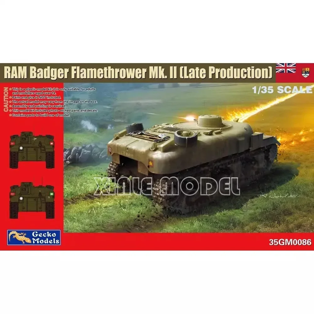 

Модель геккона Пропорциональный комплект 1/35 35GM0086Канадский барсук Огнемет Рам Мк. II (последнее производство) для военной игрушки, модели хобби